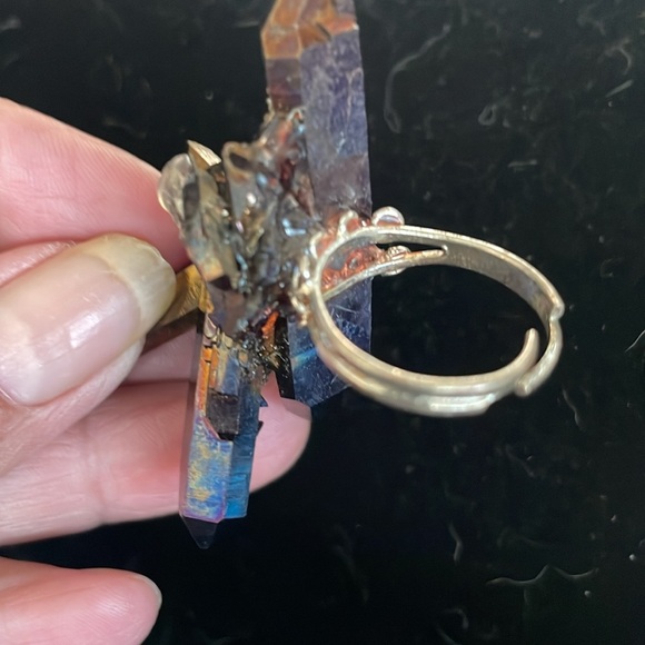 Vintage Aura blue crystal adjustable ring - Picture 6 of 6